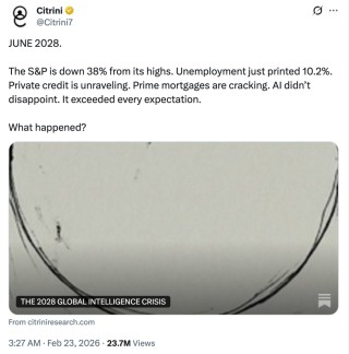 一篇价值2000亿美元的终局论：AI在2028年带来席卷世界的经济危机