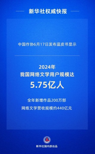 中国网络文学用户规模达5.75亿人，“00后”读者占比近25%