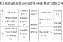 德阳农村商业银行中江支行被罚50万元：违规发放贷款形成信用风险