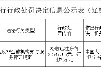 银盛支付辽宁分公司被罚9万元：违反非金融机构支付服务管理规定