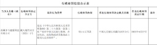 西藏非马健康科技有限公司因违反人民币管理条例被罚1万元