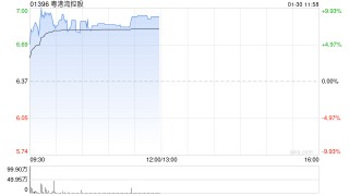 粤港湾控股午前涨近9% 公司收购天顿数据转型AI算力赛道