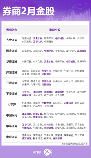券商2月金股出炉：这些股获力挺，看好科技、顺周期等方向