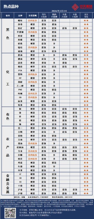 中天策略:3月3日市场分析