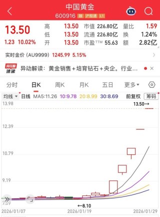 中国黄金、湖南黄金，连板涨停