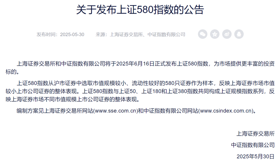 重磅“上新”！上证580指数要来了（附完整名单）  第1张