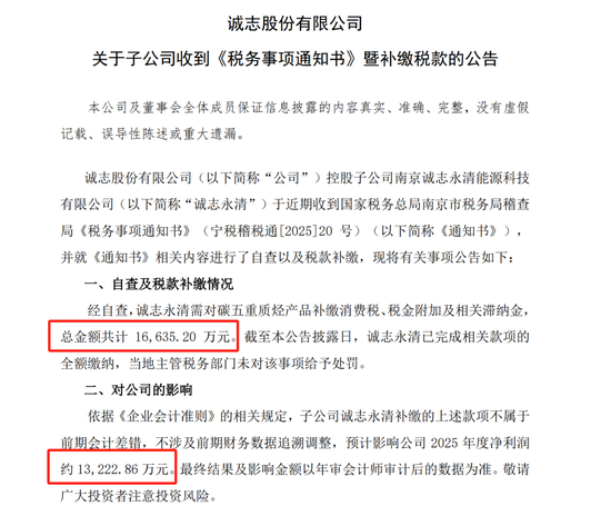 诚志股份：子公司已完成相关款项全额补缴  第1张