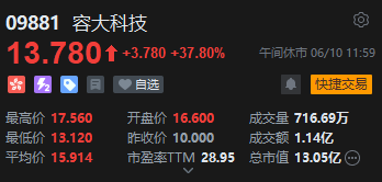 午评：港股恒指涨0.33% 科指跌0.33% 中国稀土放量涨超17% 容大科技、新琪安首日高开大涨  第8张