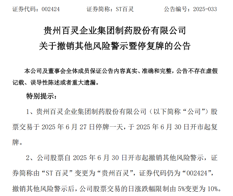 贵州百灵“摘帽”！仍面临着证监会立案调查尚未结案的风险  第1张