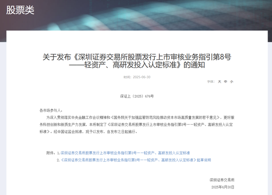 深交所最新明确!事关创业板“轻资产、高研发投入”认定标准 第1张 深交所最新明确!事关创业板“轻资产、高研发投入”认定标准 第1张