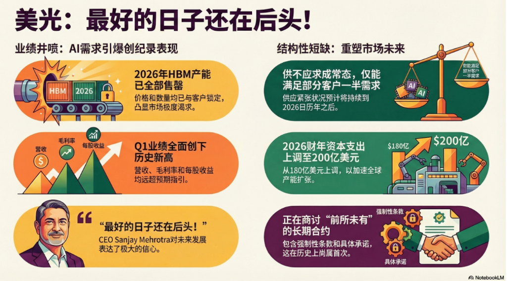 美光电话会：“好日子还在后头！”CEO直言2026年HBM已售罄，正签署“前所未有”长期合同  第2张