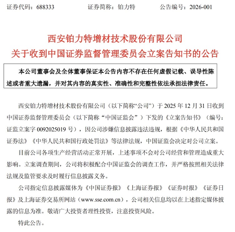 突发利空！铂力特被证监会立案！多只商业航天概念牛股“出事”  第2张